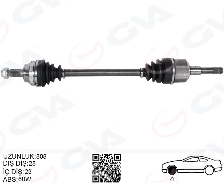 RV-8008 Komple Aks Sol-Sag Arka Uzunluk 806mm Land Rover Freelander 1.8 16v - 2.0 Di - 2.0 Td4 - 2.5i 1998-2007