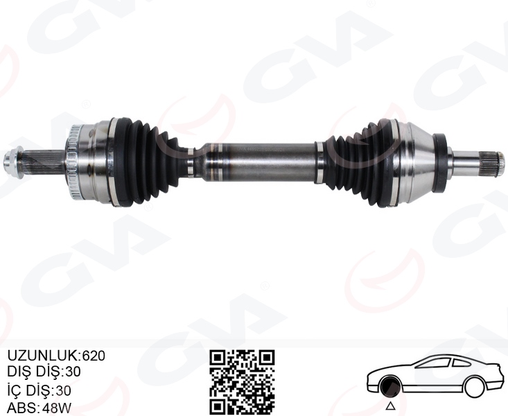 GVA 4499226 Komple Aks Ön Sol Range Rover 3 Vogue L322 02>12 620mm