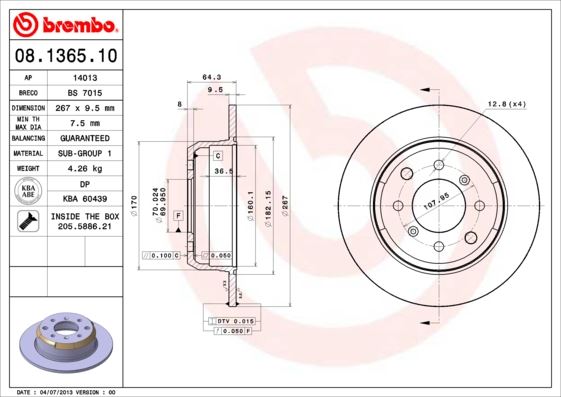 BREMBO 08136510 Fren Diski Arka Standard Alfa Romeo