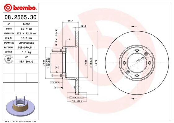 BREMBO 08256530 Fren Diski On Standard Alfa Romeo