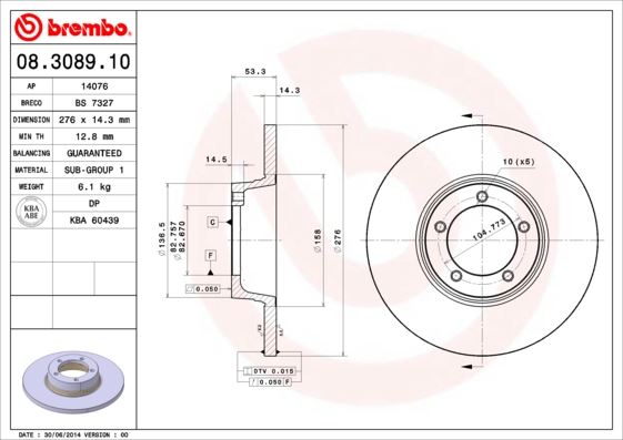 BREMBO 08308910 Fren Diski On Standard Ldv