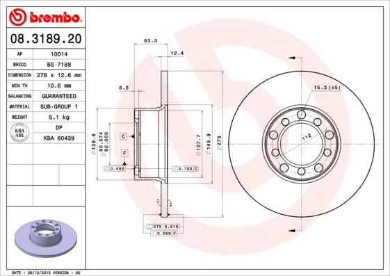 BREMBO 08318920 Fren Diski On Mercedes W114 W123 W116 W126