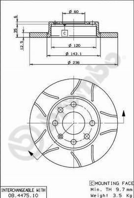 BREMBO 08447575 Ön Fren Aynasi Çizik Corsa B-Astra F-Vectra A-Ascona C-Combo B 94-01 236x13x4dl Dolu