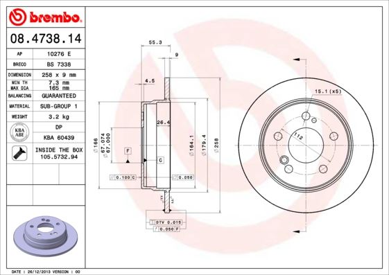 BREMBO 08473814 Fren Diski Arka Mercedes W201 W202 W124 C124