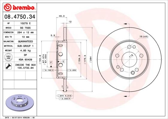 BREMBO 08475034 Fren Diski On Mercedes W124 S124 C124