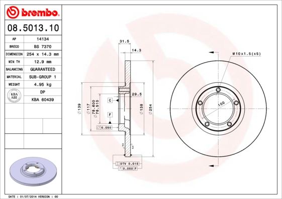 BREMBO 08501310 Fren Diski On Standard Ford