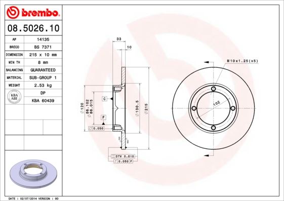 BREMBO 08502610 Fren Diski On Standard Suzuki