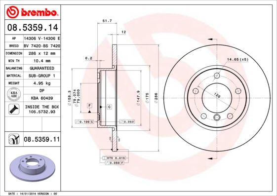 BREMBO 08535914 Fren Diski On Bmw E36