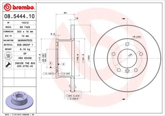 BREMBO 08544410 Fren Diski On Standard Mercedes-Benz