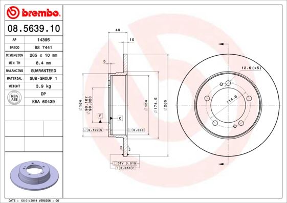 BREMBO 08563910 Fren Diski Arka Standard Mitsubishi