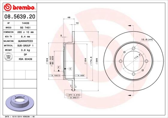 BREMBO 08563920 Fren Diski Arka Standard Mitsubishi