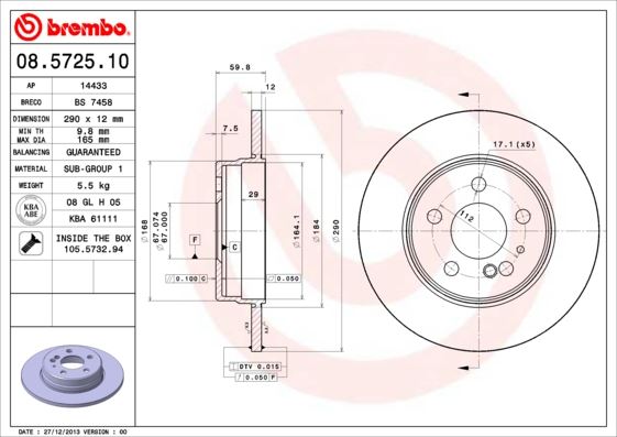 BREMBO 08572510 Fren Diski Arka Mercedes S-Class W140