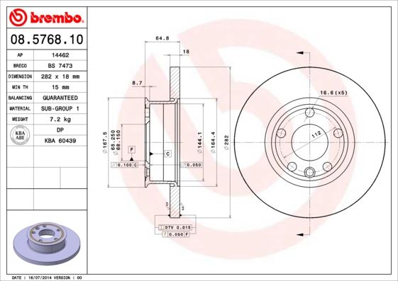 BREMBO 08576810 Ön Fren Aynasi Vw Transporter T4 1.8-1.9d-Td-Tdi-2.0-2.4d-2.5tdi 90-97 15 Jant