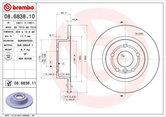 BREMBO 08683811 Fren Diski Arka Land Rover Discovery Ii L318 Range Rover P38a L322