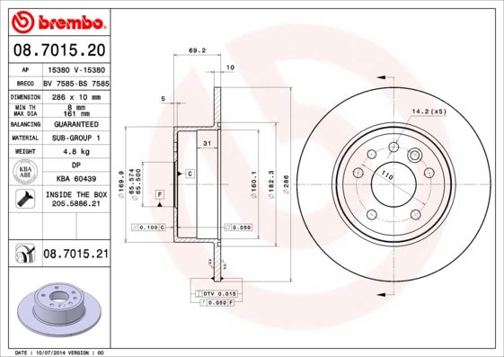 BRE-08.7015.21 Fren Diski Arka Uv Coated Saab
