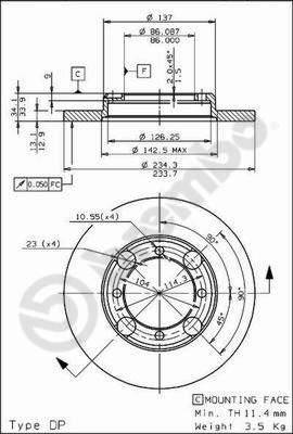 BREMBO 08707210 Fren Diski On Standard Mitsubishi