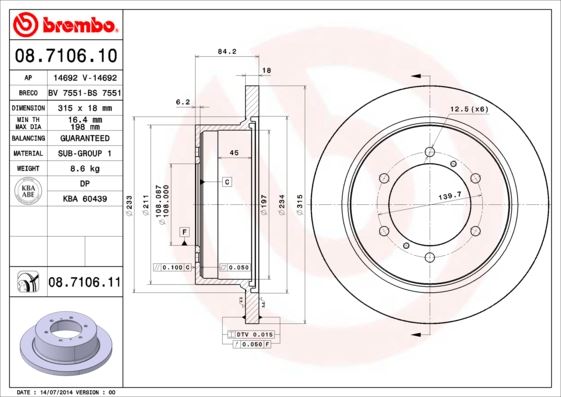 BREMBO 08710610 Fren Diski Arka Standard Mitsubishi