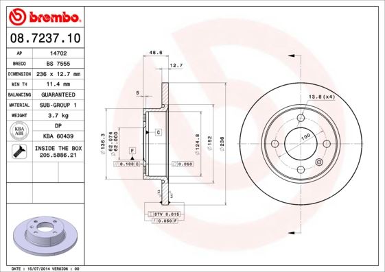 BREMBO 08723710 Fren Diski On Standard Skoda