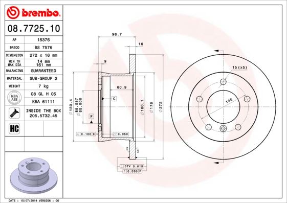 BREMBO 08772510 Fren Diski Arka Mercedes Sprinter B901>B904 . Vw Lt 28-35-46 Tek Teker
