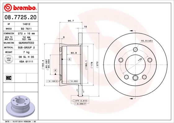 BREMBO 08772520 Fren Diski