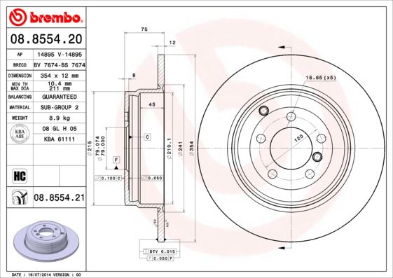 BREMBO 08855421 Fren Diski Arka Uv Coated Land Rover