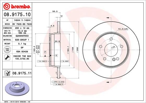BREMBO 08917511 Fren Diski Arka Mercedes E-Class W210 S210