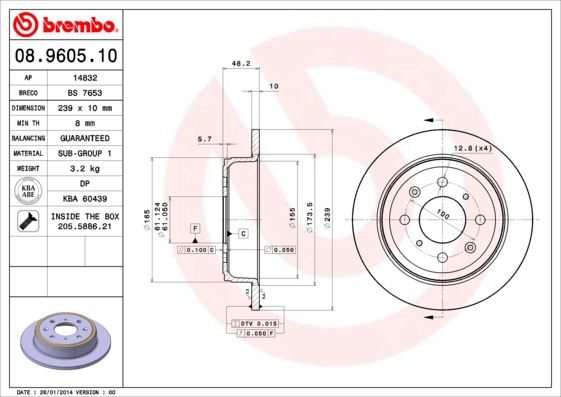 FRD-DDF468C Fren Diski Arka Duz (239-4)-(Honda  Accord 86/89/Civic 88/95/Crx 88/91/Rover-200/Rover-400 )