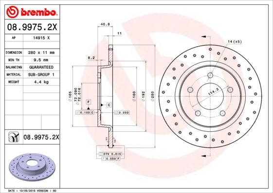 BREMBO 0899752X Fren Diski Arka Xtra Mazda