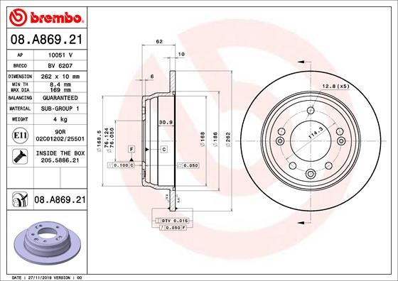 BRE-08.A869.21 Fren Diski Arka Uv Coated Hyundai