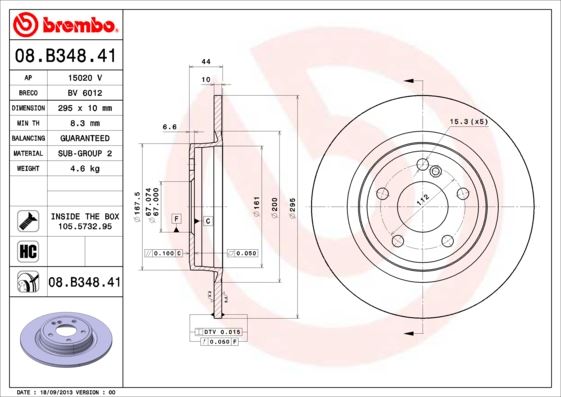 BREMBO 08B34841 Fren Diski Arka Mercedes W176 W246 C117 X156