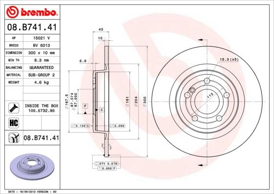 BREMBO 08B74141 Fren Diski Arka Mercedes Slk-Class R172 11>