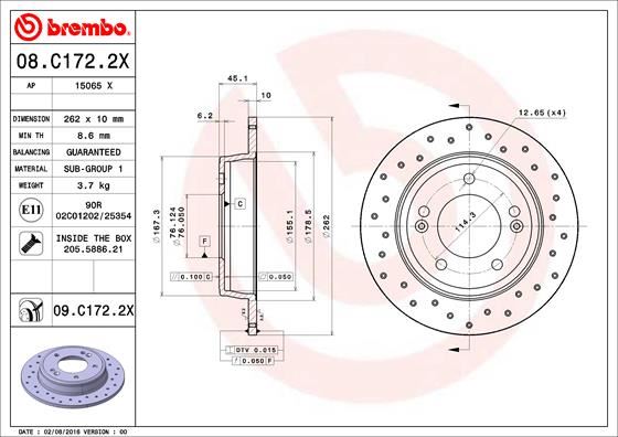 BRE-08.C172.21 Fren Diski Arka Duz (262-5)-(Kia  Cerato 13/ Soul 14/ Ceed 12/ Hyundai  I30 12/ )