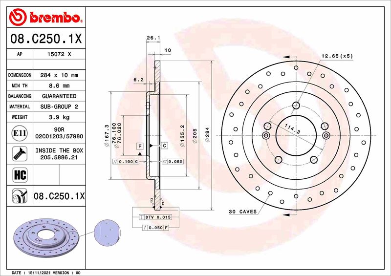 BLU-ADG043194 Fren Disk Arka Duz Ø284-5-(Karbonlu) (Hyundai   I30 1.6 Crdi 2011/2017 Hyundai   I30 1.6 Gdi 2011/2017 Hyundai   I30 1.6 Crdi 2016/