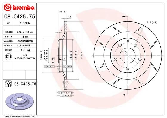 BRE-08.C425.75 Fren Diski On Arka Max Mazda