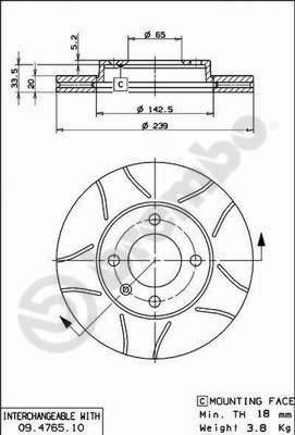 BREMBO 09476575 Ön Fren Aynasi Polo 87-01 Golf 79-02 Ibiza 93-02 Toledo 91-99 Cordoba 93-02 239x20x4dlxhavali