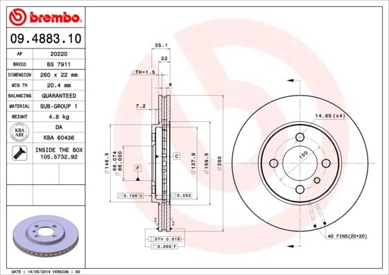 BREMBO 09488310 Fren Diski On Bmw E30