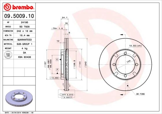 BREMBO 09500910 Fren Diski On Standard Mitsubishi