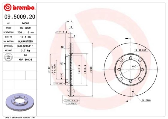 BREMBO 09500920 Fren Diski On Standard Mitsubishi