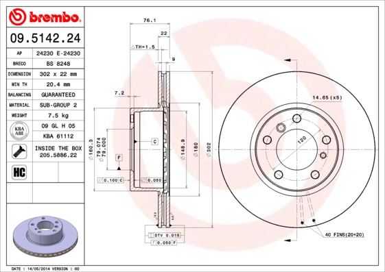 BREMBO 09514224 Fren Diski On Bmw E34 E32