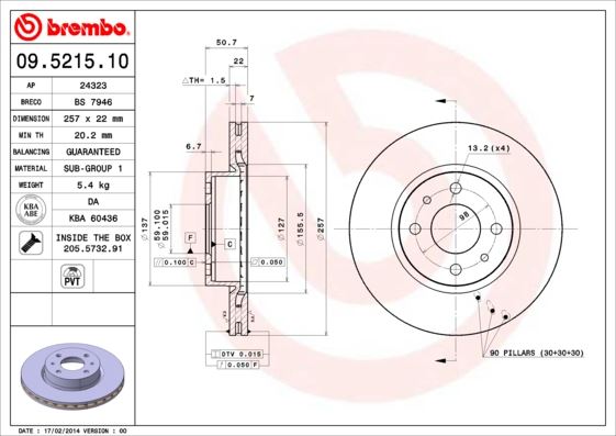 BREMBO 09521510 Fren Diski On Standard Alfa Romeo
