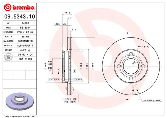 BRE-09.5343.10 Fren Diski On Standard Audi