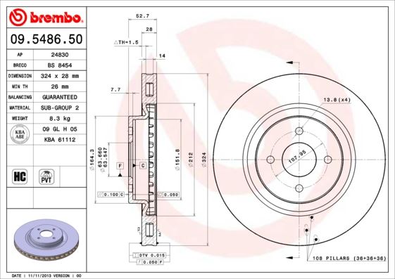 BREMBO 09548650 Fren Diski On Standard Ford