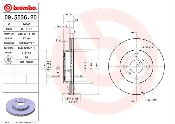 BREMBO 09553620 Fren Diski On Standard Toyota