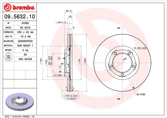 BREMBO 09563210 Fren Diski On Standard Mitsubishi