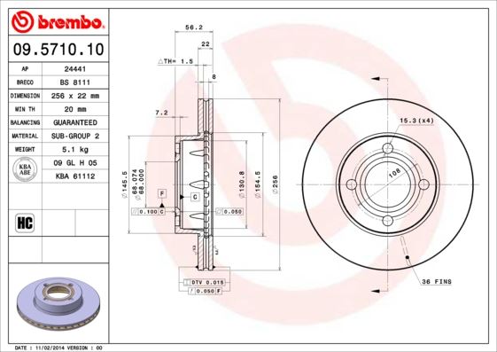 BREMBO 09571010 Fren Diski On Standard Audi
