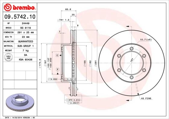 BREMBO 09574210 Fren Diski On Standard Toyota