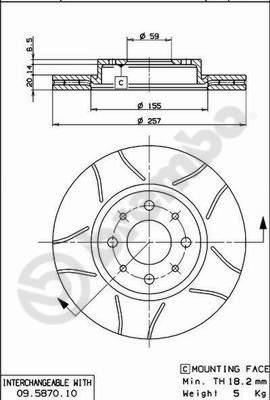 BREMBO 09587075 Fren Diski On Havali 257.4 Mm Fiat Albea-Palio-Doblo- Xtra Line - Max Çizgili