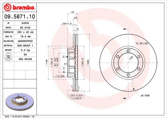 BREMBO 09587110 Fren Diski On Standard Mitsubishi