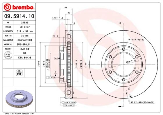 BREMBO 09591410 Fren Diski On Standard Toyota