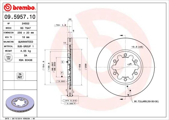 BREMBO 09595710 Fren Diski On Standard Mazda